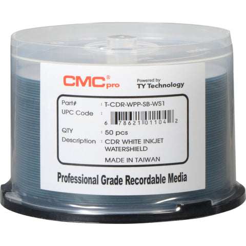 CMC Pro CD-R White Inkjet Water Shield - 50 Pack