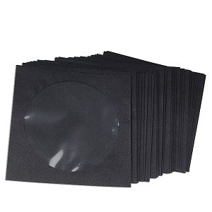 Black Paper Sleeve With Window & Fold Over Flap - 100 Pack