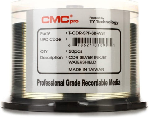 CMC Pro CD-R Silver Inkjet Water Shield - 50 Pack